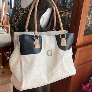 GUESS  Winter White and Black Tote Bag